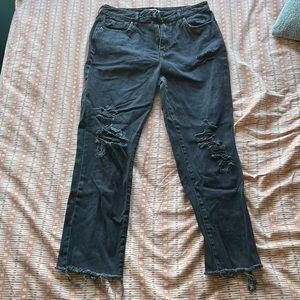 Black ripped mom jeans